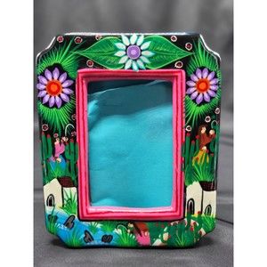 Hand-painted clay picture holder Mexico